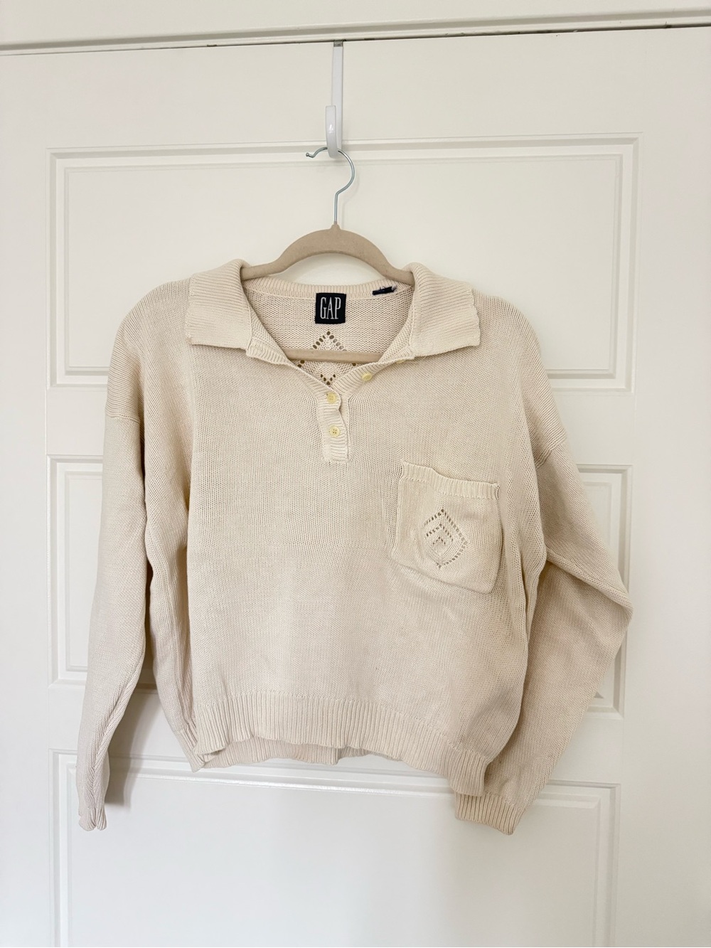 GAP Neutral Cream Polo Knit Pullover